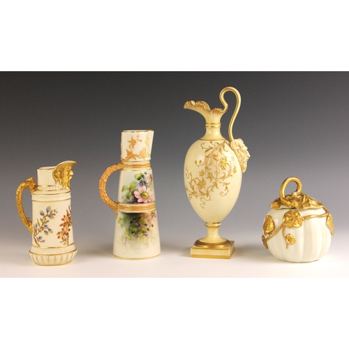 A Royal Worcester Gilt Ivory Ewer Late 19th Century The High Loop