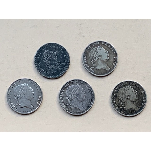 Five George III One Shilling And Sixpence Bank Tokens 1811 F 1812 GF