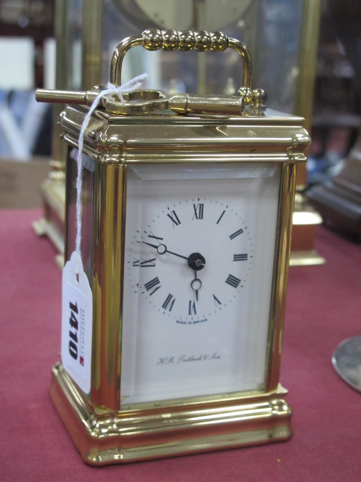 Rapport Brass Carriage Clock For H R Tribbeck Black Roman Numerals To