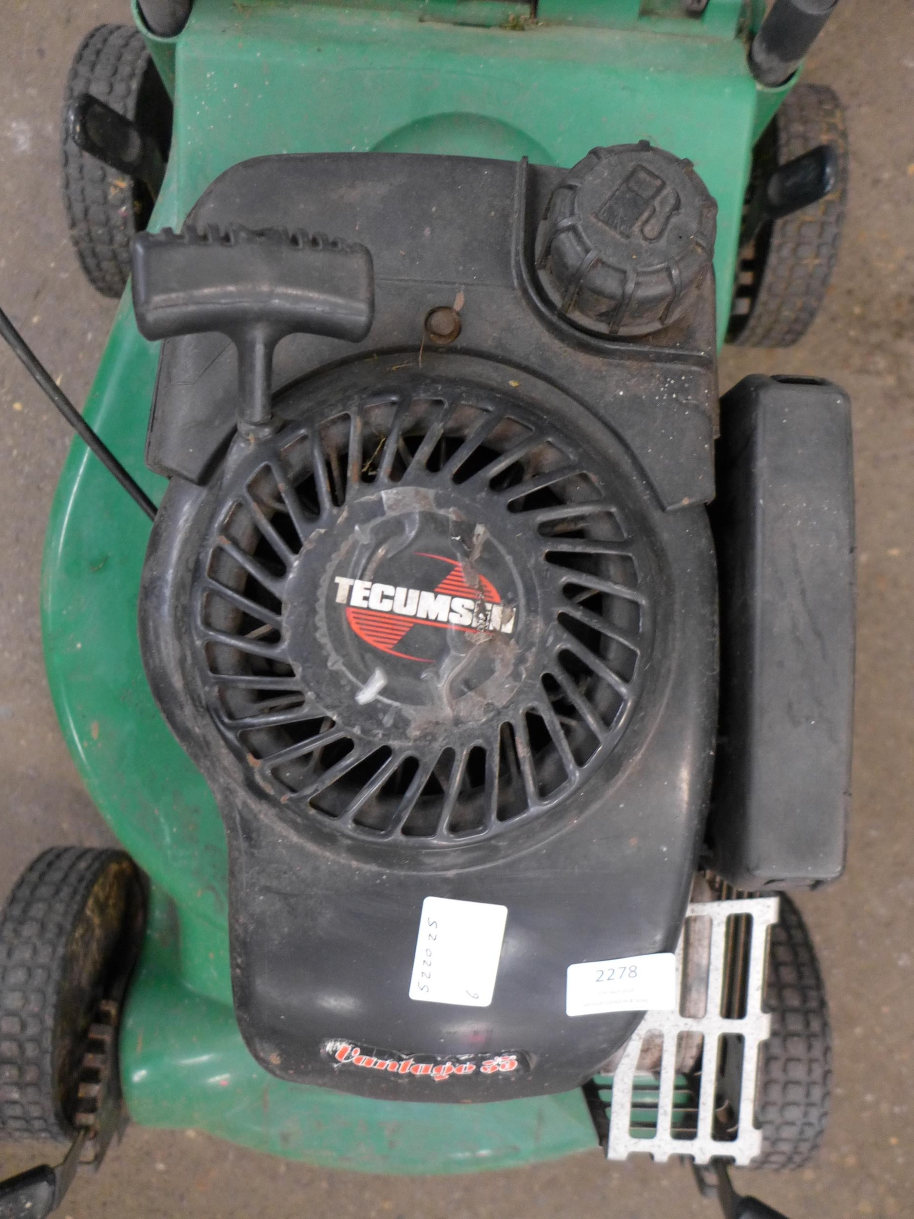 A Tecumseh Vantage Petrol Driven Lawn Mower W Collection Box