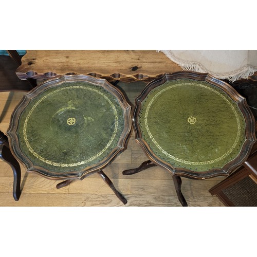 An Edwardian Inlaid Mahogany Two Tier Occasional Table Together With An