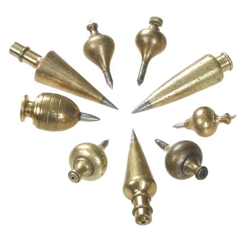 Ten Steel Tipped Brass Plumb Bobs G