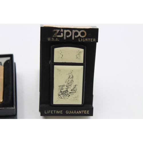 3 X Assorted ZIPPO Cigarette Lighters Inc Vintage Boxed Brass