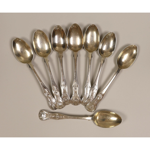 A Set Of Six Early Victorian Scottish Silver Kings Pattern Tea Spoons