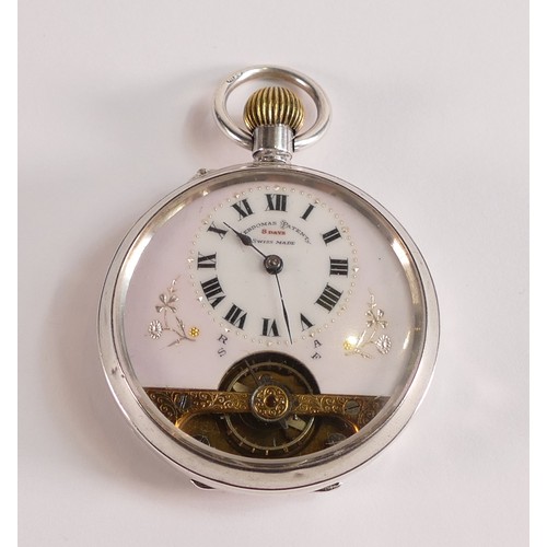 Silver Top Winding Pocket Watch Hebdomas Patent Days Enamelled