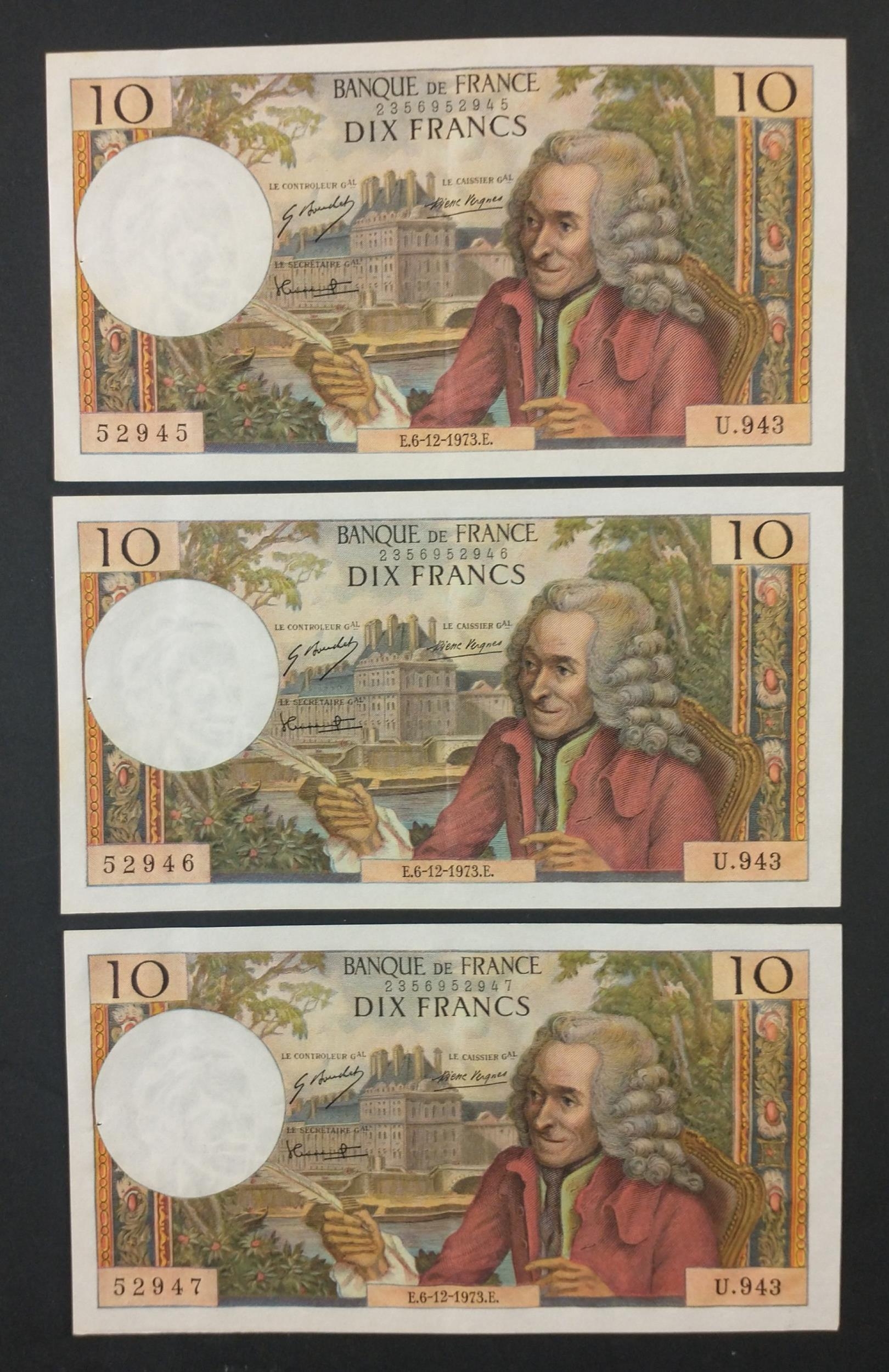 France Banknote Interest A Nice Trio Of Sequential Early S Banque