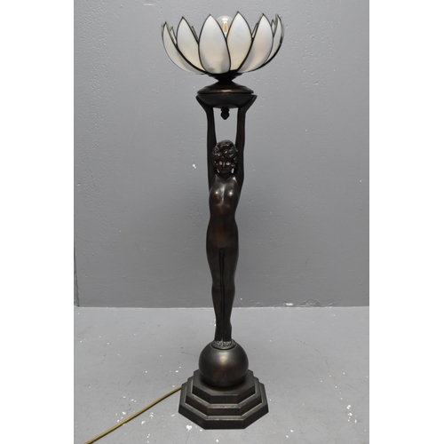 Vintage Art Deco Bronze Nude Lady Lamp 83cm Tall Powers On When Tested