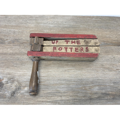 A WWII Air Raid Warden S Rattle With Later Stoke City Football Club Red