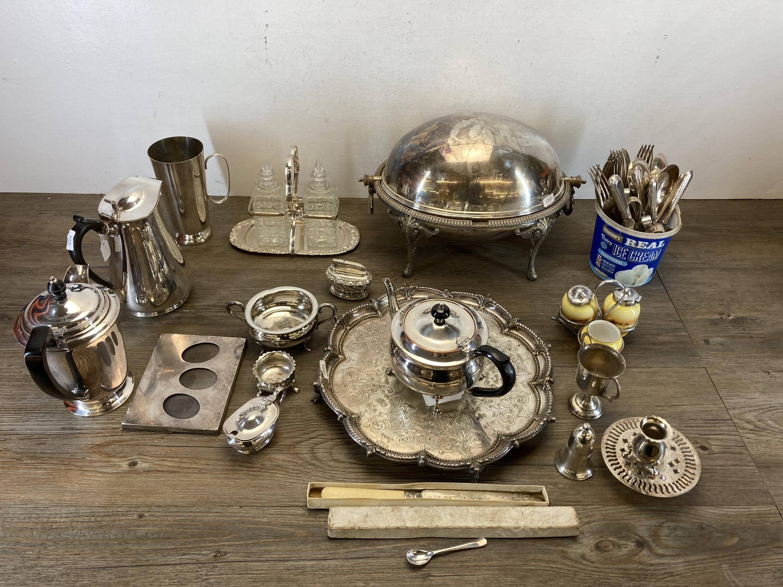 A Collection Of Antique And Later Metalware To Include EPNS Cutlery