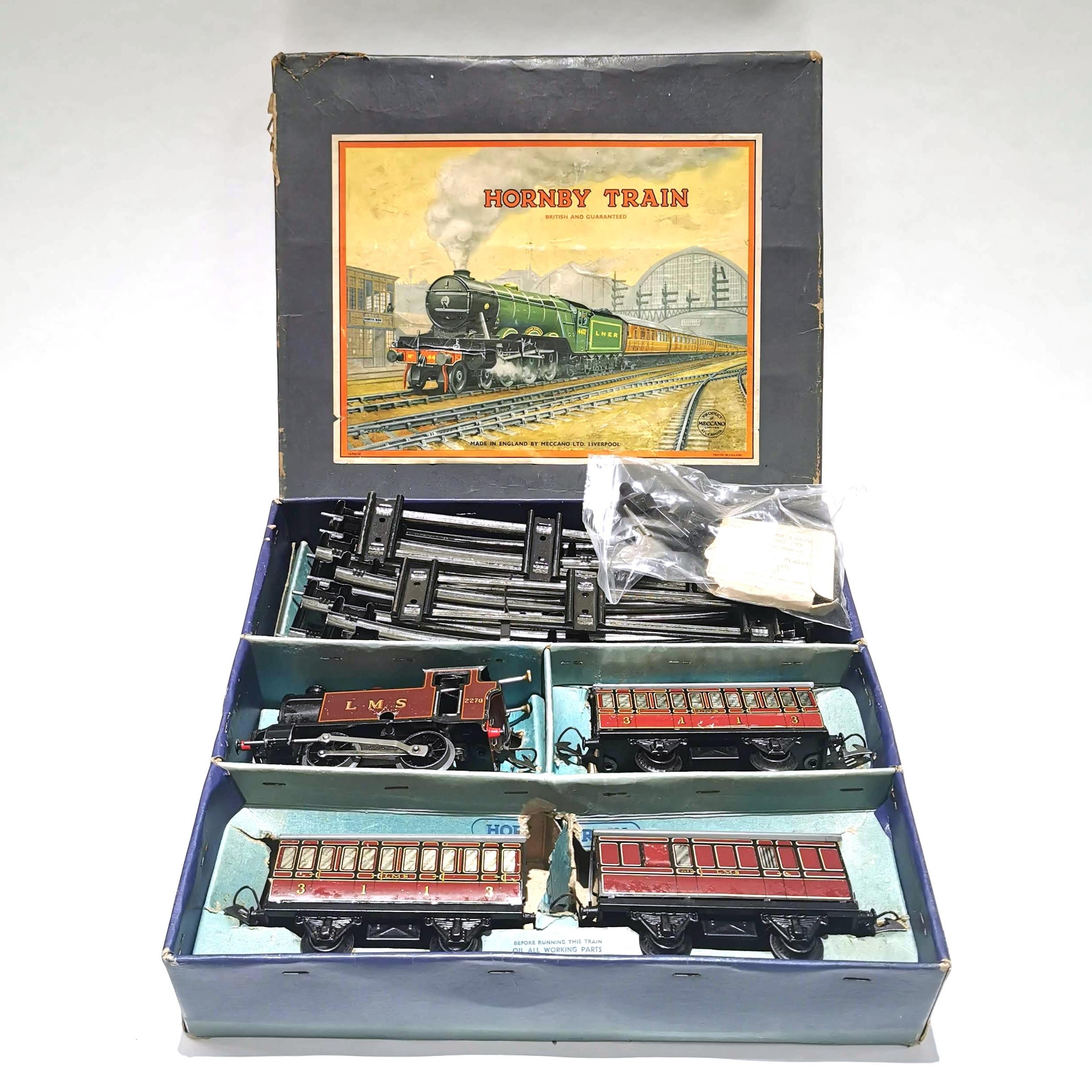 Boxed O Gauge Hornby Tinplate No 101 Tank Passenger Train Set LMS