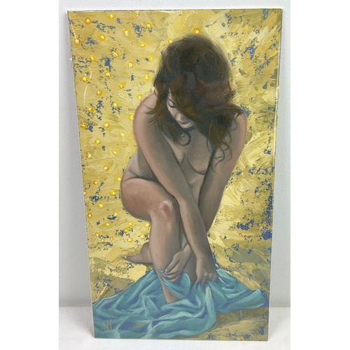 Krys Leach Local Artist Nude Oil On Unframed Canvas Board Entitled