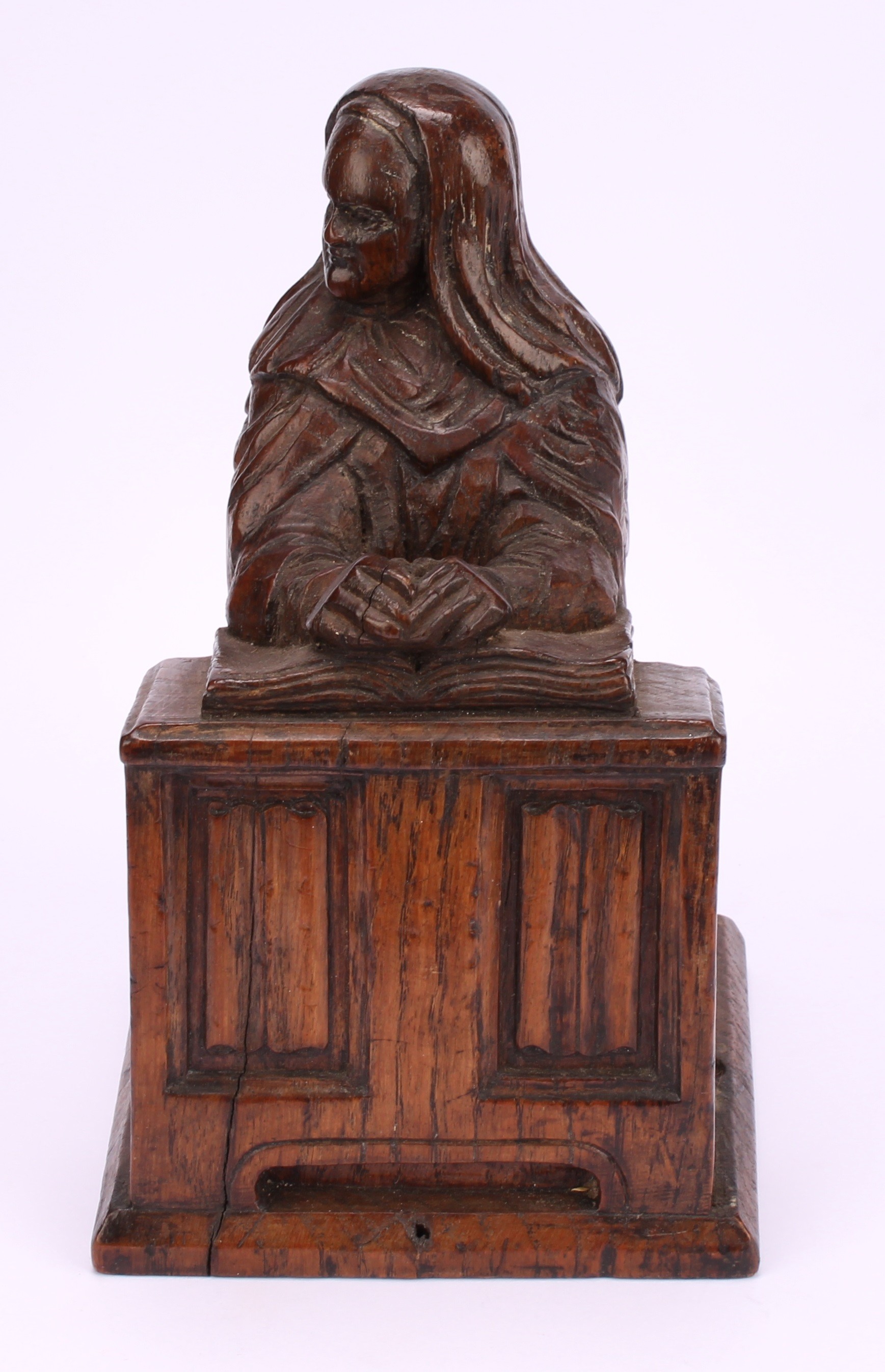 A 19th Century Carved Oak Figure Of Saint Rita Of Cascia Kneeling In