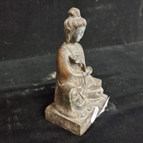 Star Lot An Antique Bronze Guan Yin Bodhisattva Figure Seated In A