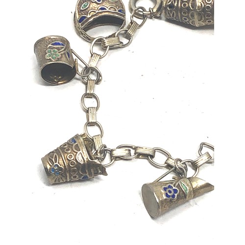 Antique Continental Silver Enamel Charm Bracelet Weight G