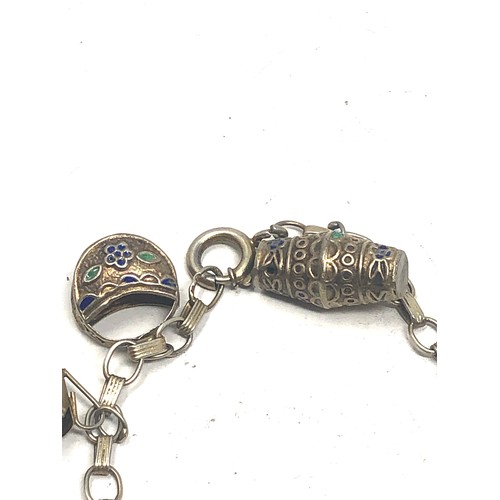 Antique Continental Silver Enamel Charm Bracelet Weight G