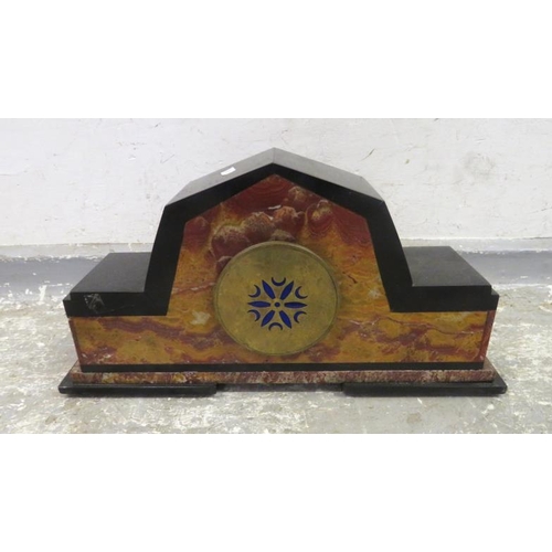 Art Deco Mantel Clock 2 Stage Plinth Base With Contrasting Coloured