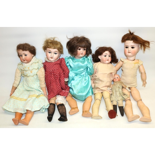 German bisque head dolls including one marked Heubach Köppelsdorf 275