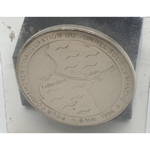 246 - Coin to commemorate the Channel Tunnel opening in 1994, 5cm diameter