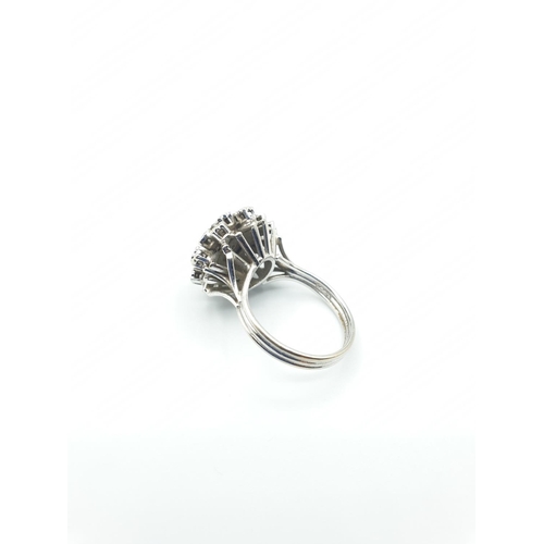 41 - 18CT WHITE GOLD DIAMOND CLUSTER RING, SIZE M WEIGHT 6.2G. Hallmark inside the band showing 750 for 1... 