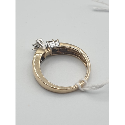 17 - Yellow gold with 0.15ct diamond ring in claw setting flanked by small shoulder stones, weight 3.93g ... 