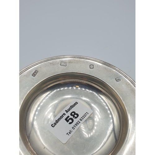 58 - Hallmarked silver dish made in London 1981, weight 3.9oz and 12cm diameter