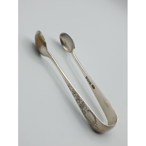 242 - Antique silver pair of sugar nips, hallmark showing Sutherland and Roden Sheffield 1906, length 9cm ... 