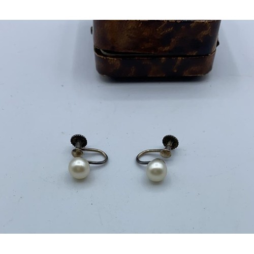 244 - Pair of vintage pearl earrings in original box with screw fitting