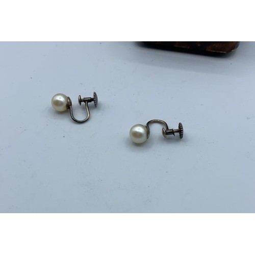244 - Pair of vintage pearl earrings in original box with screw fitting
