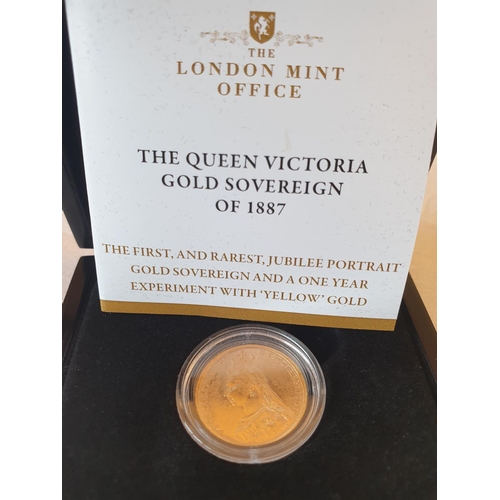 250 - Gold sovereign 1887 Jubilee portrait in capsule and presentation box