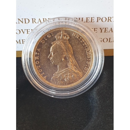 250 - Gold sovereign 1887 Jubilee portrait in capsule and presentation box