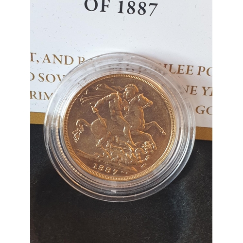 250 - Gold sovereign 1887 Jubilee portrait in capsule and presentation box