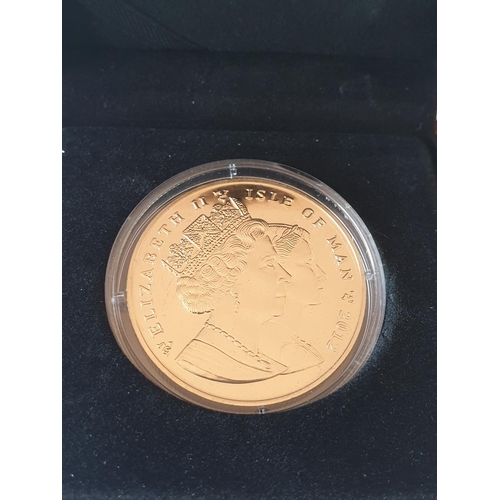 265 - Diamond Jubilee gold plated 1 ounce silver coin 2012 with Tower Bridge on reverse, in capsule and pr... 