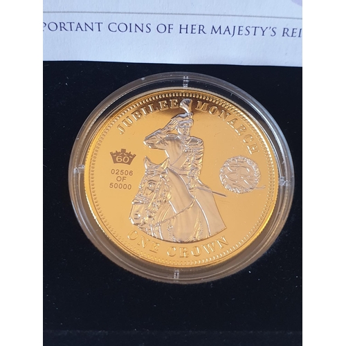 271 - The House of Windsor diamond Jubilee gold plated 2 crown set, limited edition, very collectable in c... 