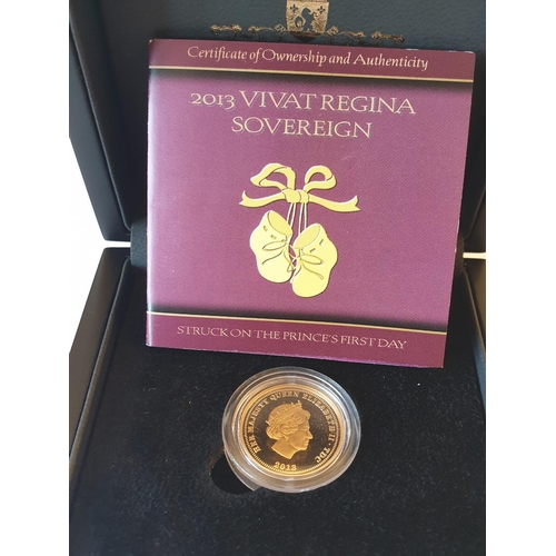 275 - 2013 VIVAT REGINA sovereign struck to celebrate the princess birth, untouched in capsule and present... 