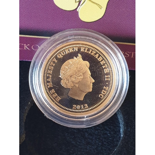 275 - 2013 VIVAT REGINA sovereign struck to celebrate the princess birth, untouched in capsule and present... 