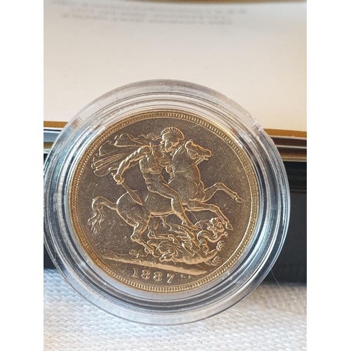 40 - Queen Victoria gold sovereign 1887 with Jubilee portrait, untouched in presentation box