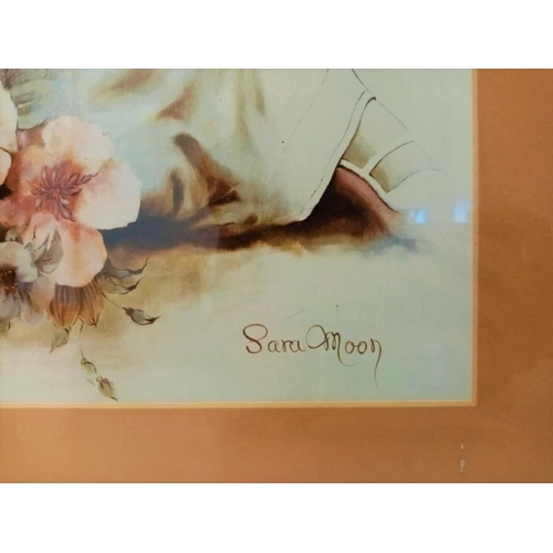262 - A painting frame of Sara Moon in yellow metal frame. W37.5cmx L47.8cm