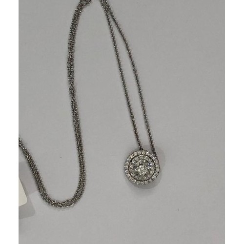 73 - 18k white gold chain (18 inches in length) with white gold and diamond pendant, 0.6ct diamonds and w... 