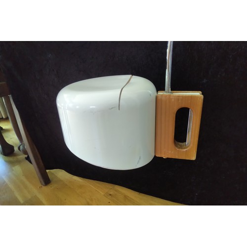 277 - Adjustable arched chrome and wood lamp 