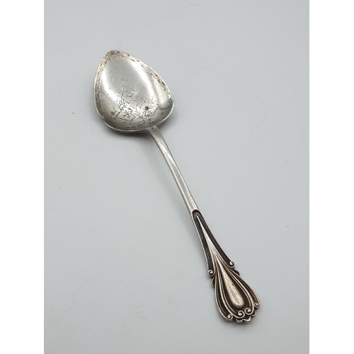 298 - Antique sugar spoon with floral decoration to smooth sided bowl. Hallmark showing Joseph Gloster  of... 