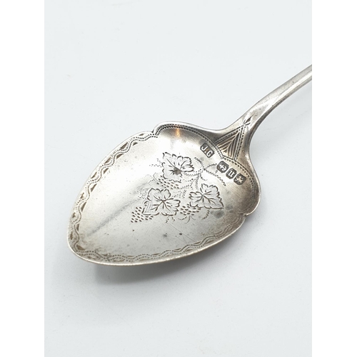 298 - Antique sugar spoon with floral decoration to smooth sided bowl. Hallmark showing Joseph Gloster  of... 