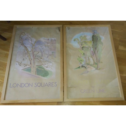 278 - Unusual rare original Gouache artwork for travel posters.  Pair of draft artwork poster designs in p... 