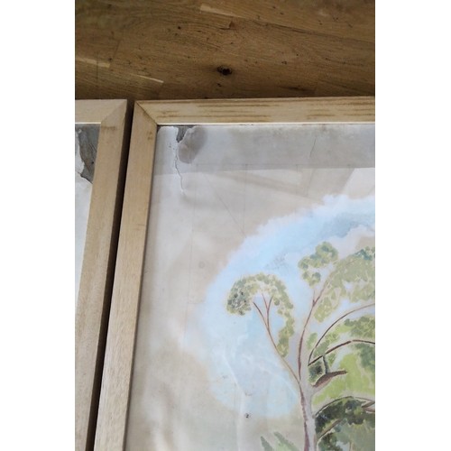 278 - Unusual rare original Gouache artwork for travel posters.  Pair of draft artwork poster designs in p... 