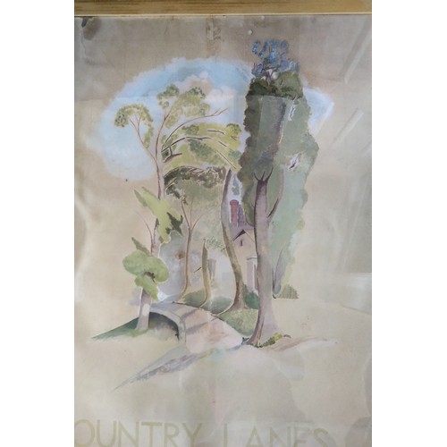 278 - Unusual rare original Gouache artwork for travel posters.  Pair of draft artwork poster designs in p... 