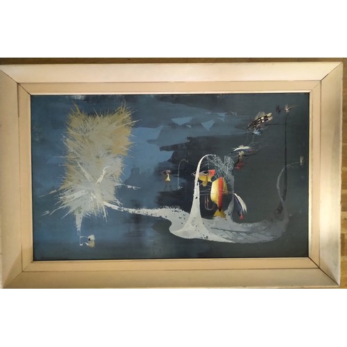 280 - Frederick T W Cook (1907-1982) Fly Fishing on a windy day. Abstract signed oil painting on panel, W ... 