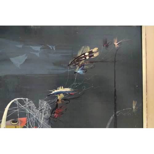 280 - Frederick T W Cook (1907-1982) Fly Fishing on a windy day. Abstract signed oil painting on panel, W ... 