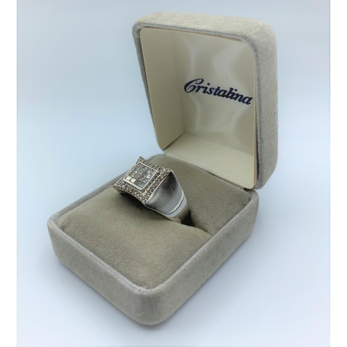 310 - 14ct white gold ring with diamonds (approx 0.72ct), weight 8.7g and size V