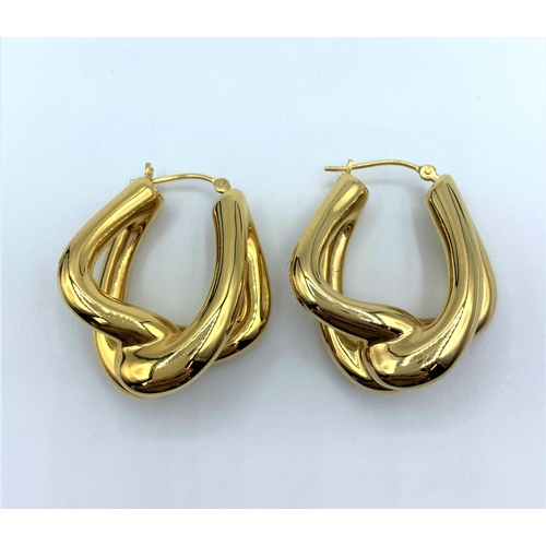 97 - A Pair of 14ct Yellow Gold Earrings, Modern Design 4.3g