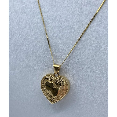 Sold at Auction: A 9K Yellow Gold Heart Locket Pendant on a 9K