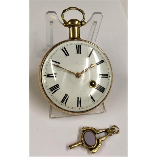 50 - Antique Yellow metal Verge Fusee Pocket Watch movement marked Wm Kirk Stowmarket No. 387 with solid ... 